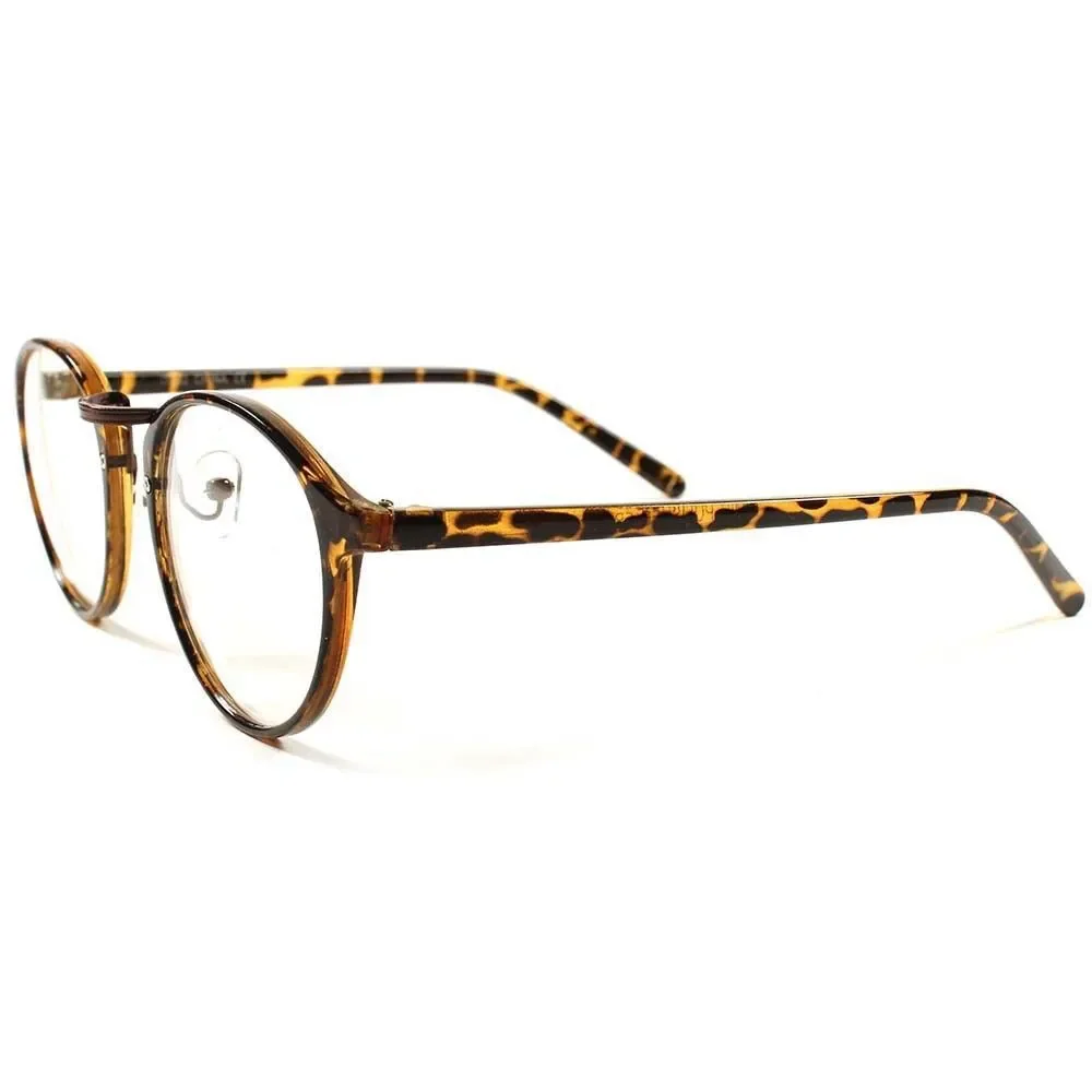 Round Vintage Retro Cool Mens Womens Black Thin Frame Clear Lens Glasses C89